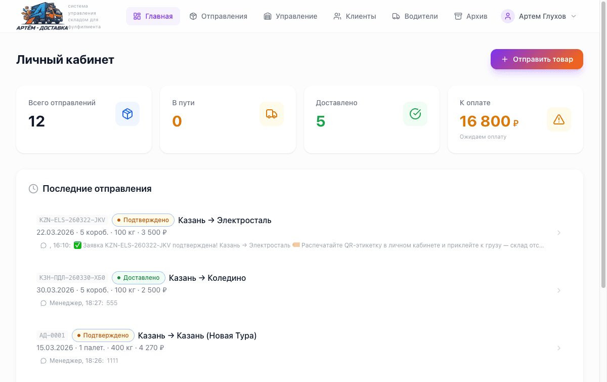 Личный кабинет — главная